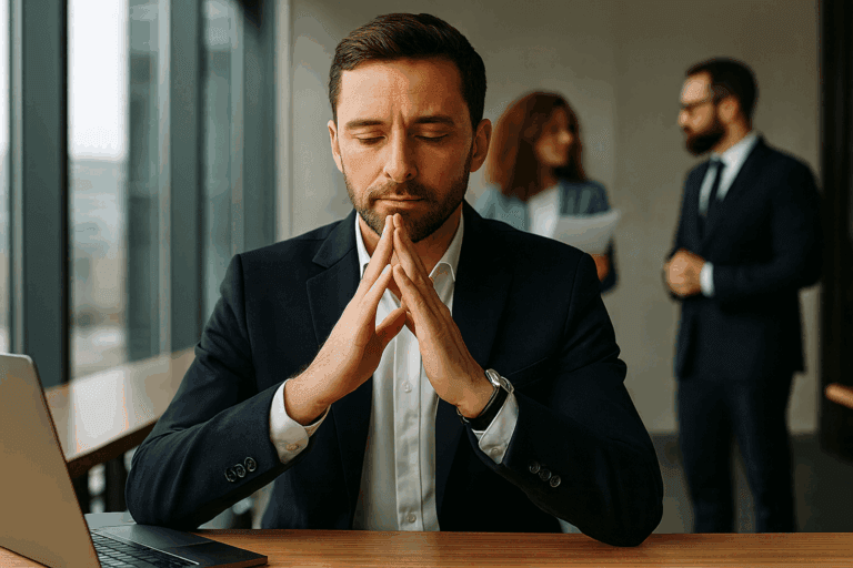 Gestor focado em liderança estratégica com equilíbrio emocional